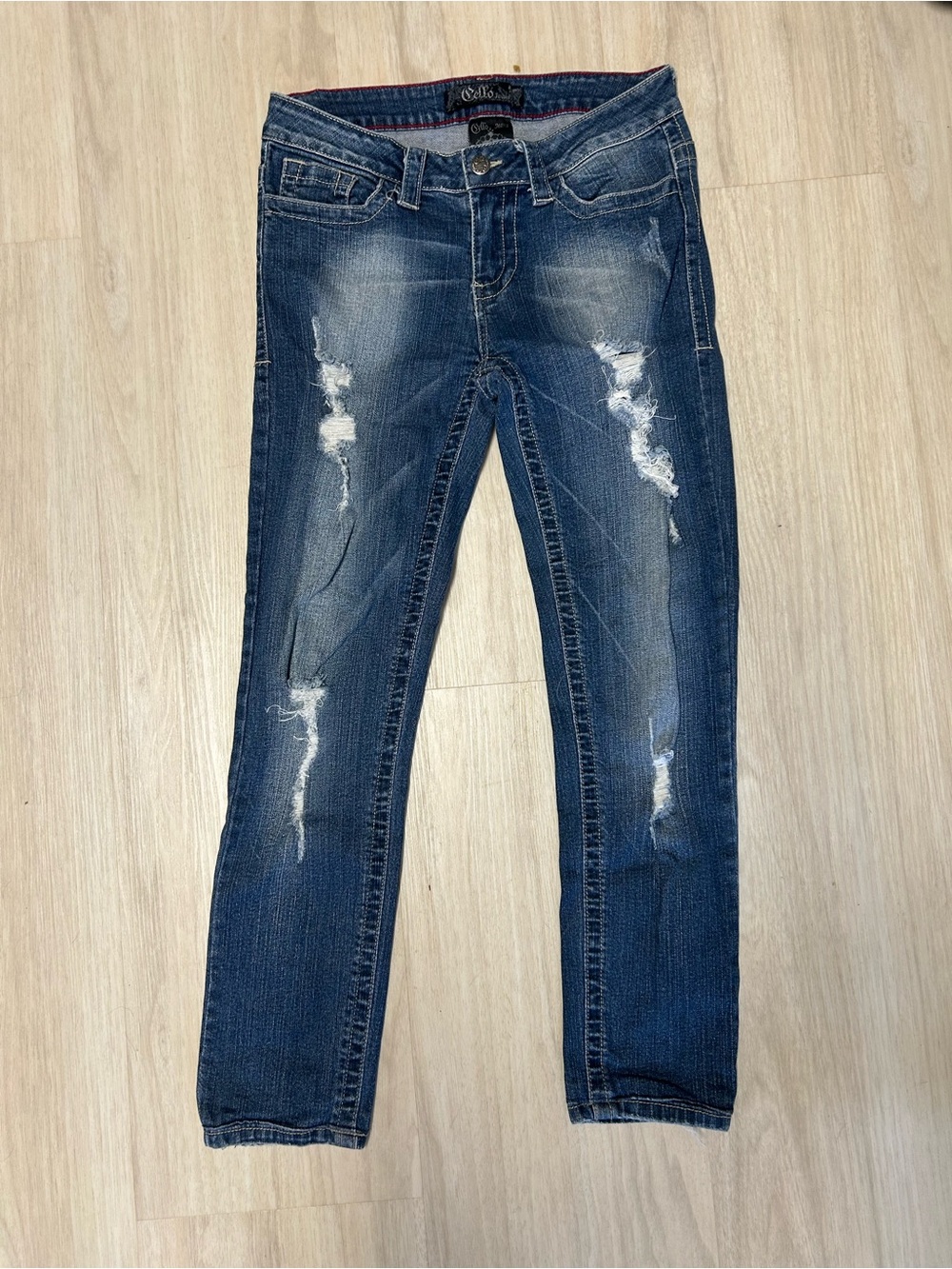 Cello Skinny Distressed Jeans Womens Size 7 Blue